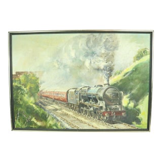 Railroad Theme Painting, Mid 20th Century For Sale