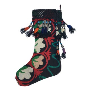 Antique Suzani Christmas Stocking For Sale