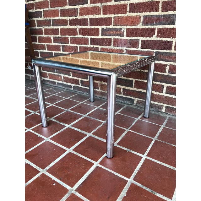 1970s Mid-Century Modern Milo Baughman Chrome Cane Side Table For Sale In Raleigh - Image 6 of 7