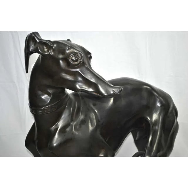 Large Bronze Greyhounds in Dominant Stance, 1960s, Set of 2 For Sale - Image 5 of 7