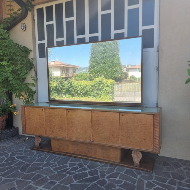 Vintage Art Deco Sideboard in Thuja Burl and Maple Wood with Mirror, 1940s For Sale - Image 15 of 15