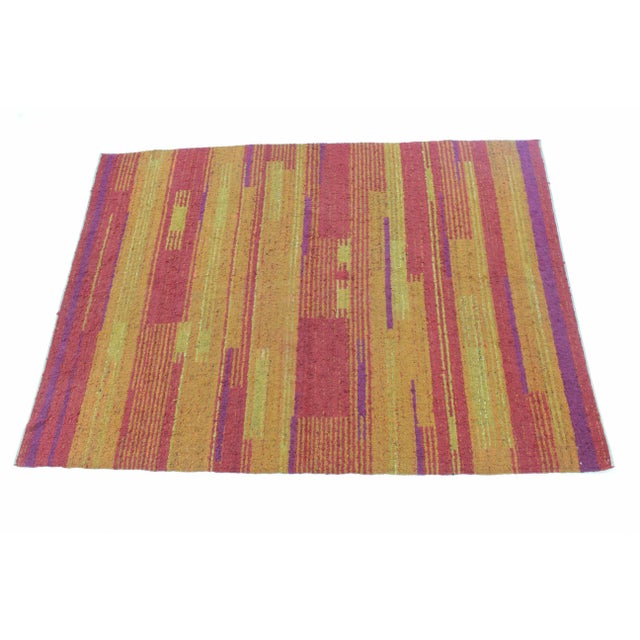 - Vintage multi-colored rug - Geometric pattern - Bauhaus style - From former czechoslovakia circa 1940 - Made of wool