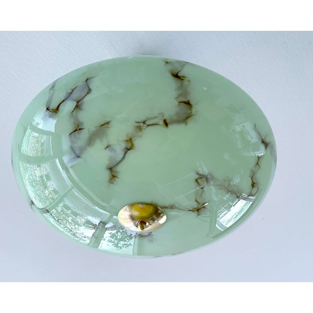 Large Art Deco Pendant Light in Green Marble Glass, 1930s For Sale - Image 4 of 18