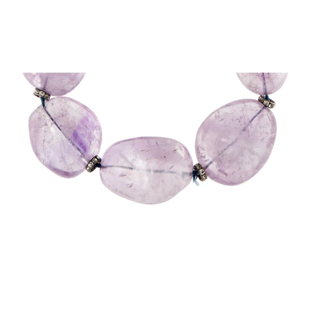 2000 - 2009 2000s Oscar De La Renta Necklace Choker Amethyst Large Smooth Tumble Beads Signed For Sale - Image 5 of 12