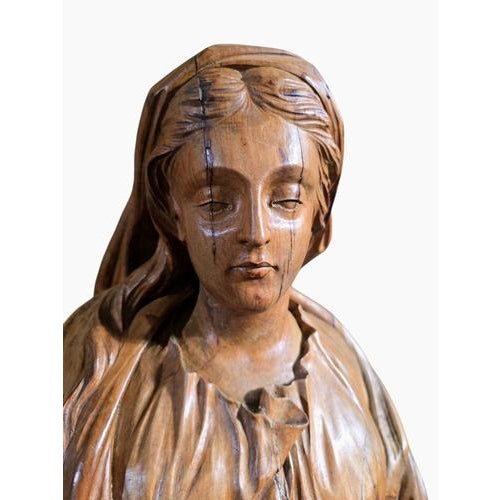 17th Century German Carved Fruitwood Virgin Mary, 1640 For Sale - Image 14 of 15