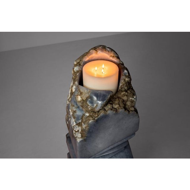 Not Yet Made - Made To Order Lapiaz Sculptural Candleholder in Blue Alabaster by Amarist Studio For Sale - Image 5 of 12