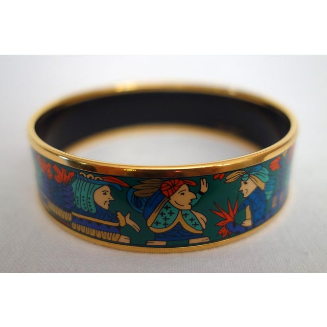 Vintage Enamel and Gold Bangle Bracelet from Hermès, 1980s