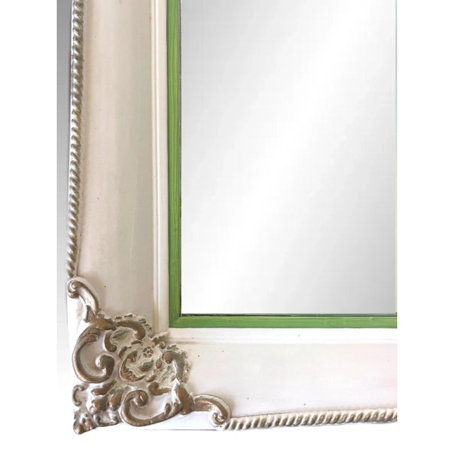 Mid 20th Century Vintage Louis XV Style Rectangular Wall Glass Mirror With Old Gold Scroll & Rope Accents For Sale - Image 5 of 6