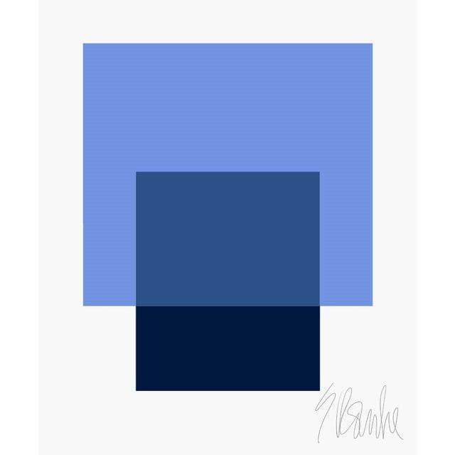 "The Interaction of French Blue and Navy Blue" Fine Art Print 16" X 20" by Liz Roache For Sale