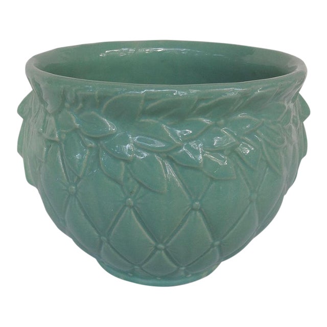 Vintage McCoy Diamond Quilted Aqua Planter For Sale