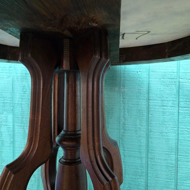 Traditional Traditional Wooden Marble Top Side Table With Casters For Sale - Image 3 of 10