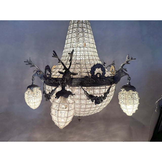 1980s French Louis XVI Charcoal Bronze Chandeliers - Pair For Sale - Image 6 of 18
