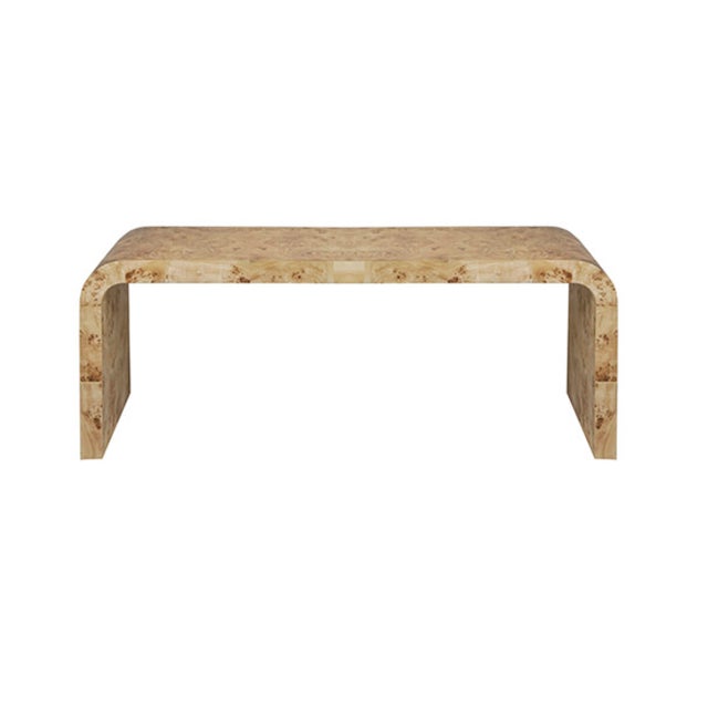 Wood Matthew Izzo Home Newbury Light Burlwood Waterfall Edge Coffee Table For Sale - Image 7 of 7