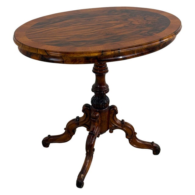 Wood Antique Historicist Oval Walnut Table, 1880s For Sale - Image 7 of 7