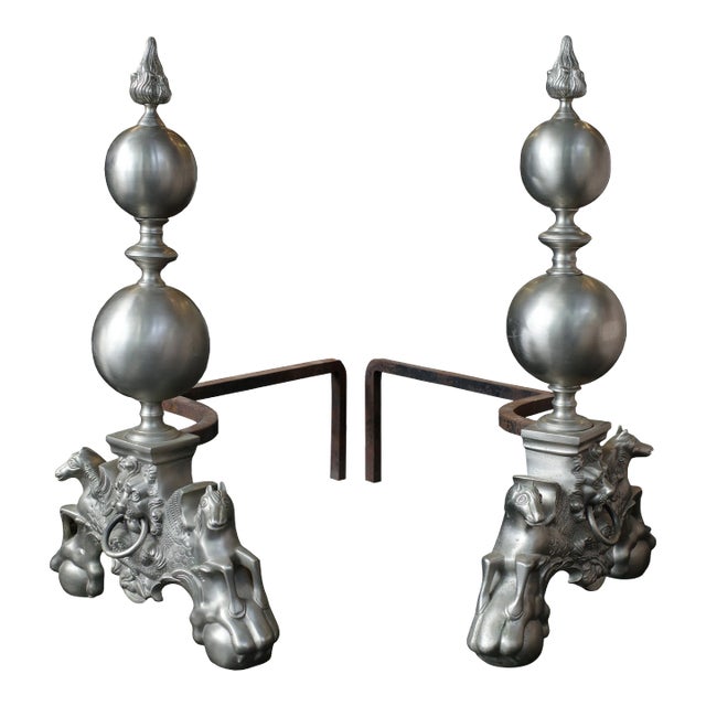 19th Century Fireplace Andirons - a Pair For Sale