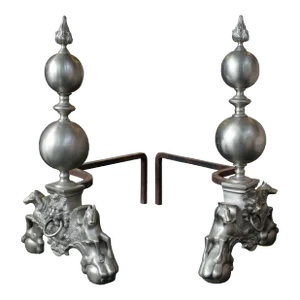 19th Century Fireplace Andirons - a Pair