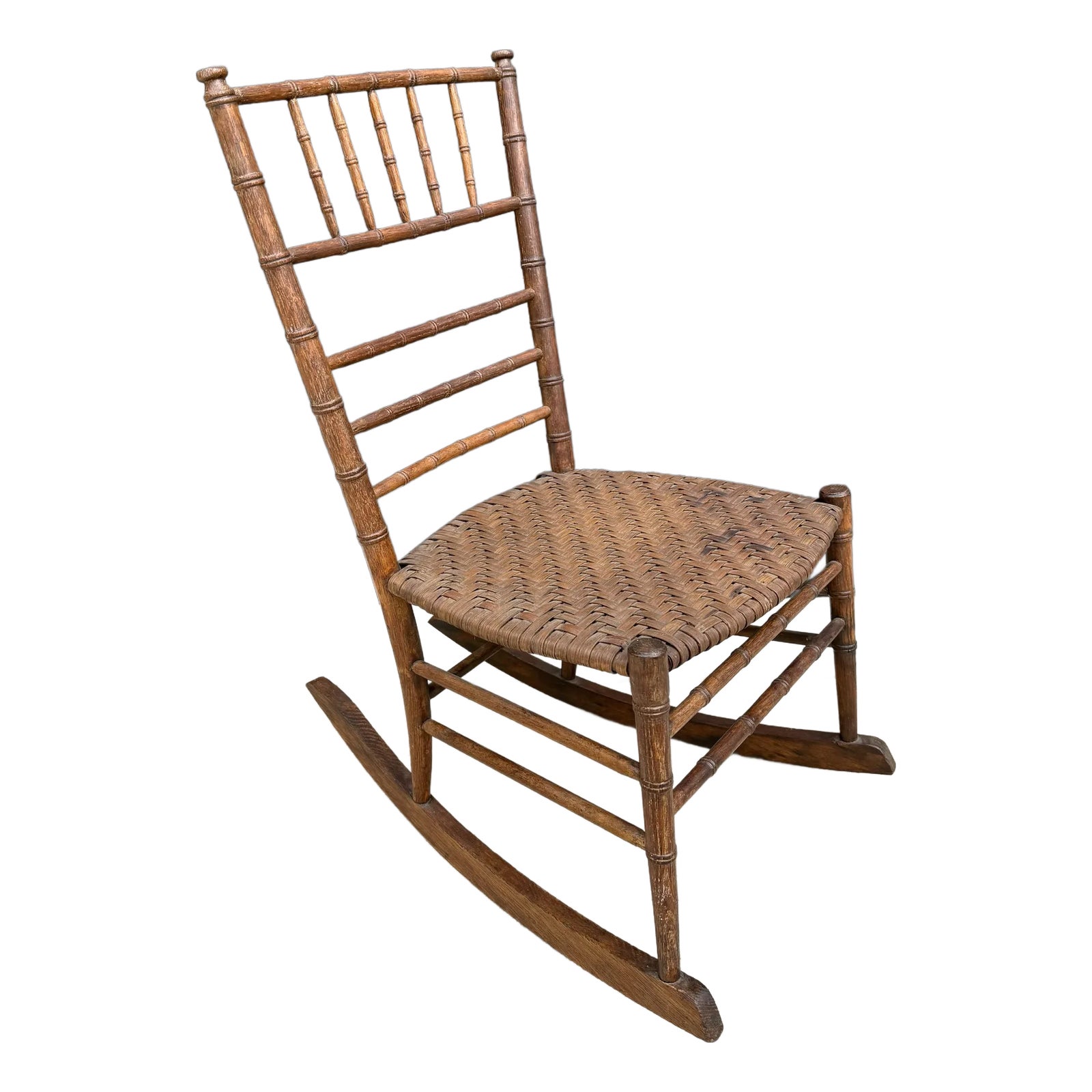 Antique Faux Bamboo Wood Child's Rocking Chair | Chairish