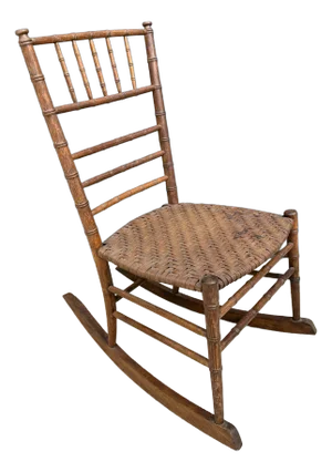 Antique Faux Bamboo Wood Child's Rocking Chair