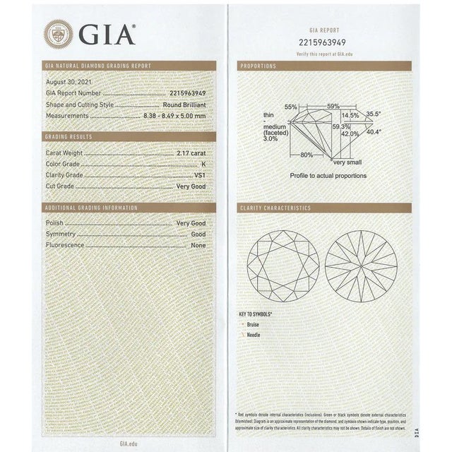 Late 20th Century 2.17 K VS1 RB GIA Ring, Size 7 For Sale - Image 4 of 4