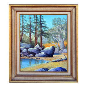 California Landscape Painting of Pond With Ducks, Signed Oil on Canvas by Luke Stamos