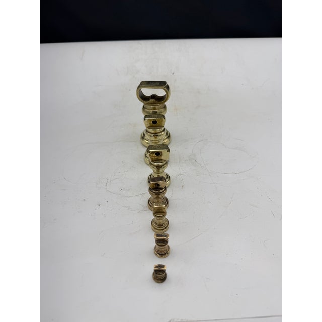 Late 19th Century Set of Seven Solid Brass Scale Weights For Sale - Image 5 of 6