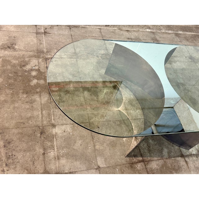 Italian Mid-Century Modern Glass and Metal Coffee Table by G Raimondi, 1970s For Sale - Image 9 of 9