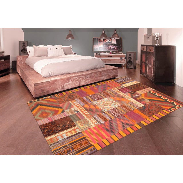 Traditional Pasargad Home Vintage Patchwork Multi Wool Area Rug, 6' 5'' X 9' 5'' For Sale - Image 3 of 3