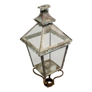 19th Century Glass Top and Copper Lantern For Sale