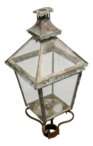19th Century Glass Top and Copper Lantern