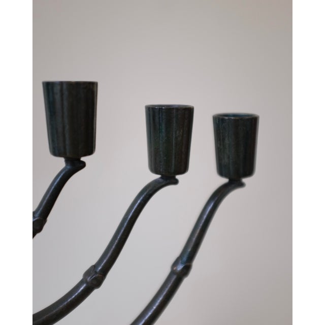 Mid-Century Modern 1930s Ystad Metall Bronze Candleholder For Sale - Image 3 of 7