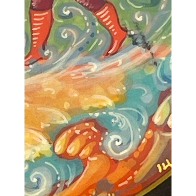 Onyx Vintage Mstera Lacquer Box, Hand Painted Soviet Folk Art, Metelitsa Snowstorm Winter Scene, Signed Gift for Art Collector, 1970s Papier Mache Casket For Sale - Image 8 of 12