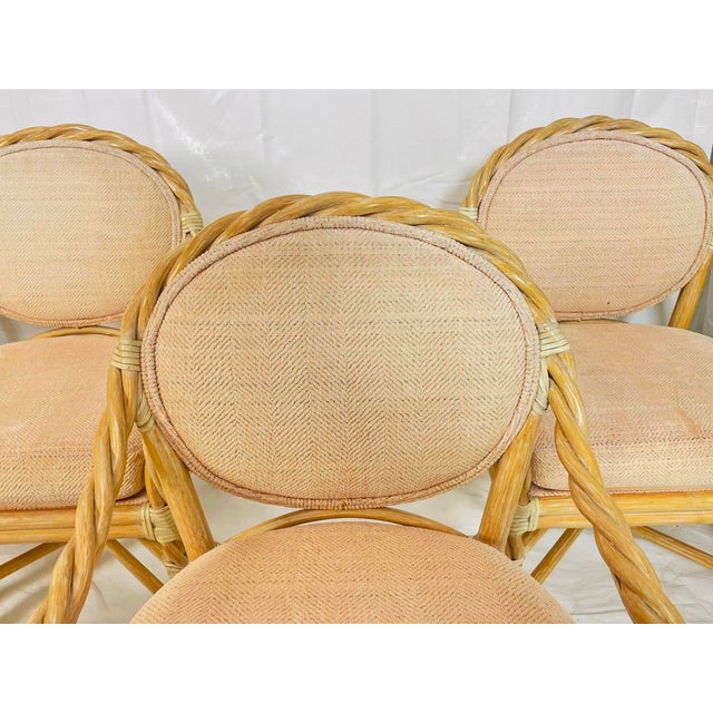 Brown Set of 8 Vintage McGuire Bamboo Dining Armchairs, San Francisco For Sale - Image 8 of 18