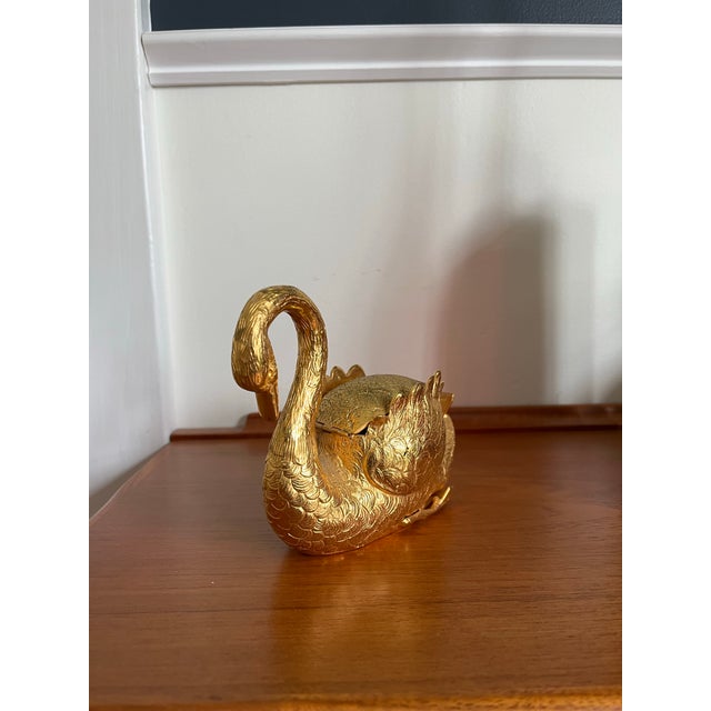 Hollywood Regency Vintage Mark Cross Gilt Swan Tape Dispenser For Sale - Image 3 of 9