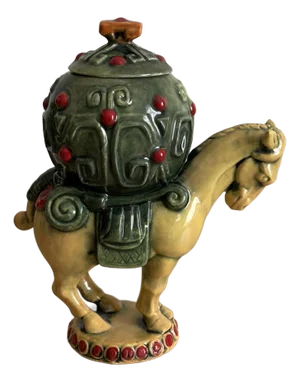 Late 20th Century Ceramic Tang Horse Figural Trinket Box
