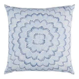 Schumacher x Celerie Kemble Featherbloom 24" Pillow in Two Blues For Sale