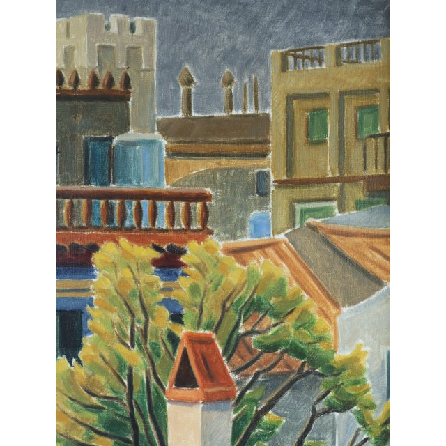 1974 Modernist 'Sunlit Terraces' Swedish Expressive Townscape Scene Oil Painting, Framed For Sale - Image 9 of 11