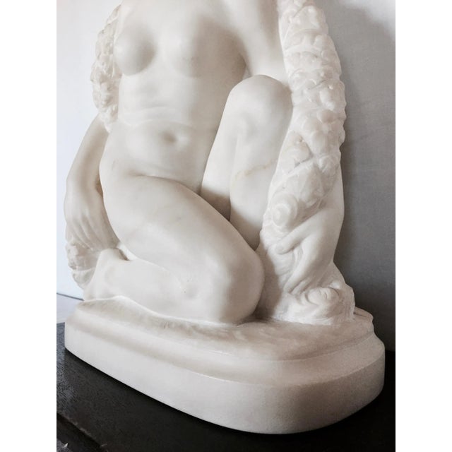 Early 20th Century Italian Carrara Marble Sculpture, G. Pugi's Art Deco Beauty For Sale In San Francisco - Image 6 of 11