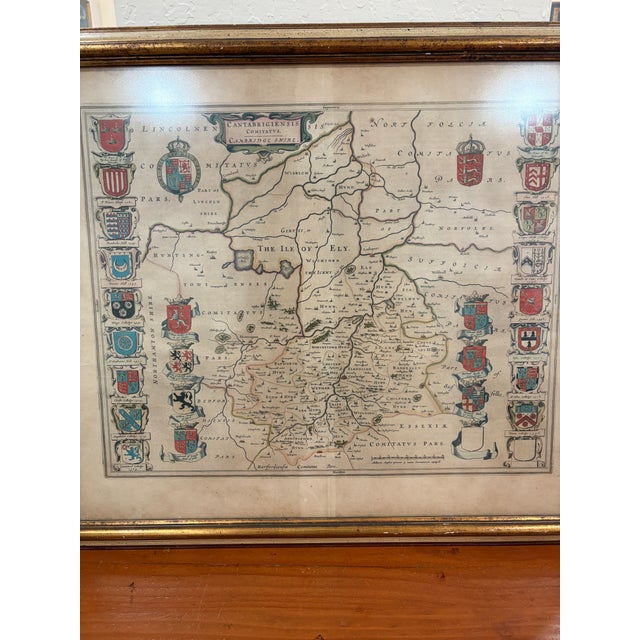 17th Century 17th Century Joan Blaeu Hand-Colored Map of Cambridgeshire, England For Sale - Image 5 of 6