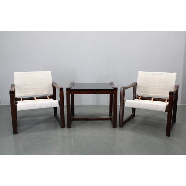 This refined Mid-Century Modern lounge set was designed by Karin Mobring for IKEA and produced in Sweden during the 1970s....