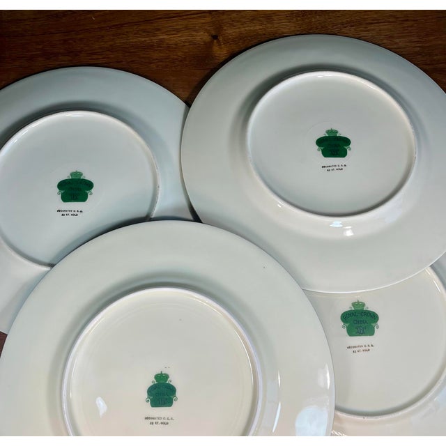 Gold Mid 20th Century Royal Crown China 22k Gold Leaf Porcelain Plates - Set of 4 For Sale - Image 8 of 9