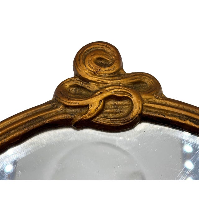 1910s 1910s Cast Brass Art Nouveau Round Wall Mirror With Ivy Lady Portrait For Sale - Image 5 of 8