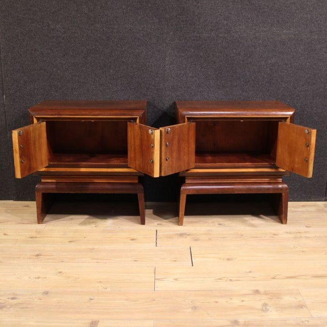 Brown 20th Century Italian Bedside Tables, 1950, Set of 2 For Sale - Image 8 of 13