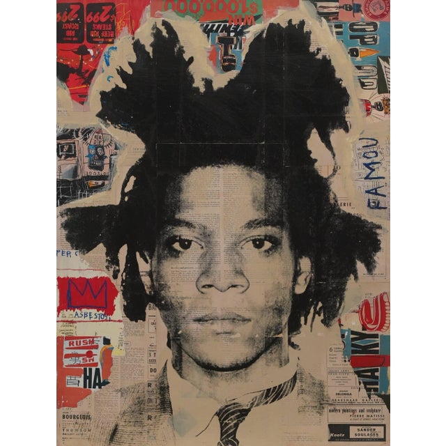 Basquiat Collage Painting by Dane Shue For Sale