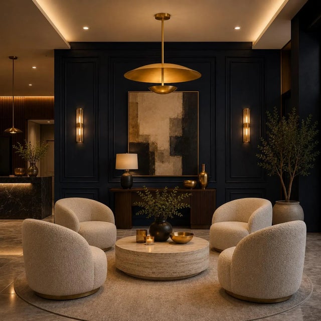 Handcrafted Solid Brass Layered Disc Pendant Light For Sale - Image 4 of 8
