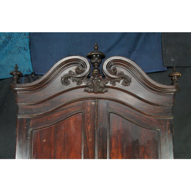Late 19th Century Monumental American Rococo Revival Rosewood Carved Knockdown Armoire Wardrobe For Sale - Image 4 of 12
