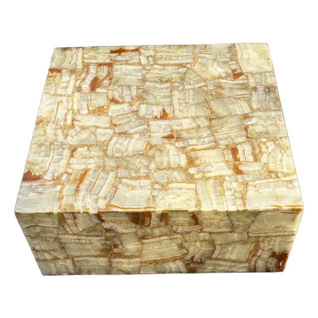 1970s Onyx Plinth Coffee Table Large Square Minimalist Cube For Sale