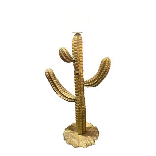Large 1970s Brass Cactus Floor Lamp For Sale