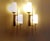 Exceptional pair of very large french, architectonic sconces by lunel, paris, circa 1965, asymetric brass stucture with...