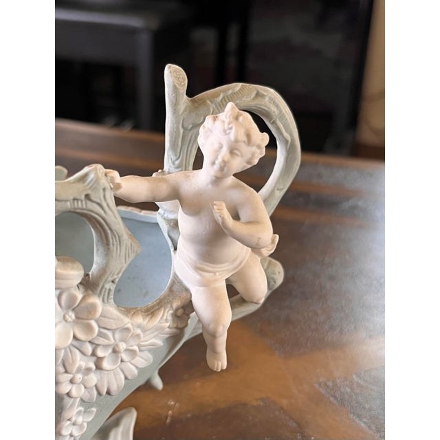 Mid 20th Century Antique Bisque Planter With Cherub Flower Design For Sale - Image 5 of 11