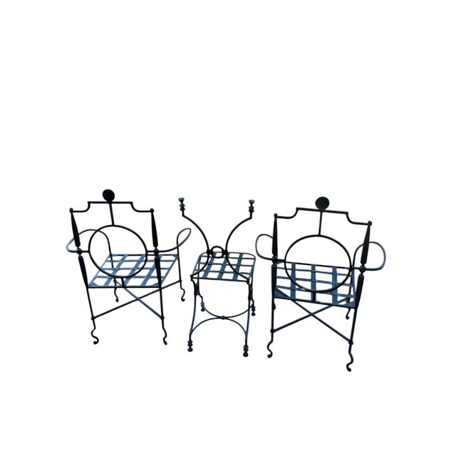 Three Wrought Iron Chairs After the 1943 Models by Gilbert Poillerat (1902- 1988), Second Half 20th Century For Sale - Image 13 of 15